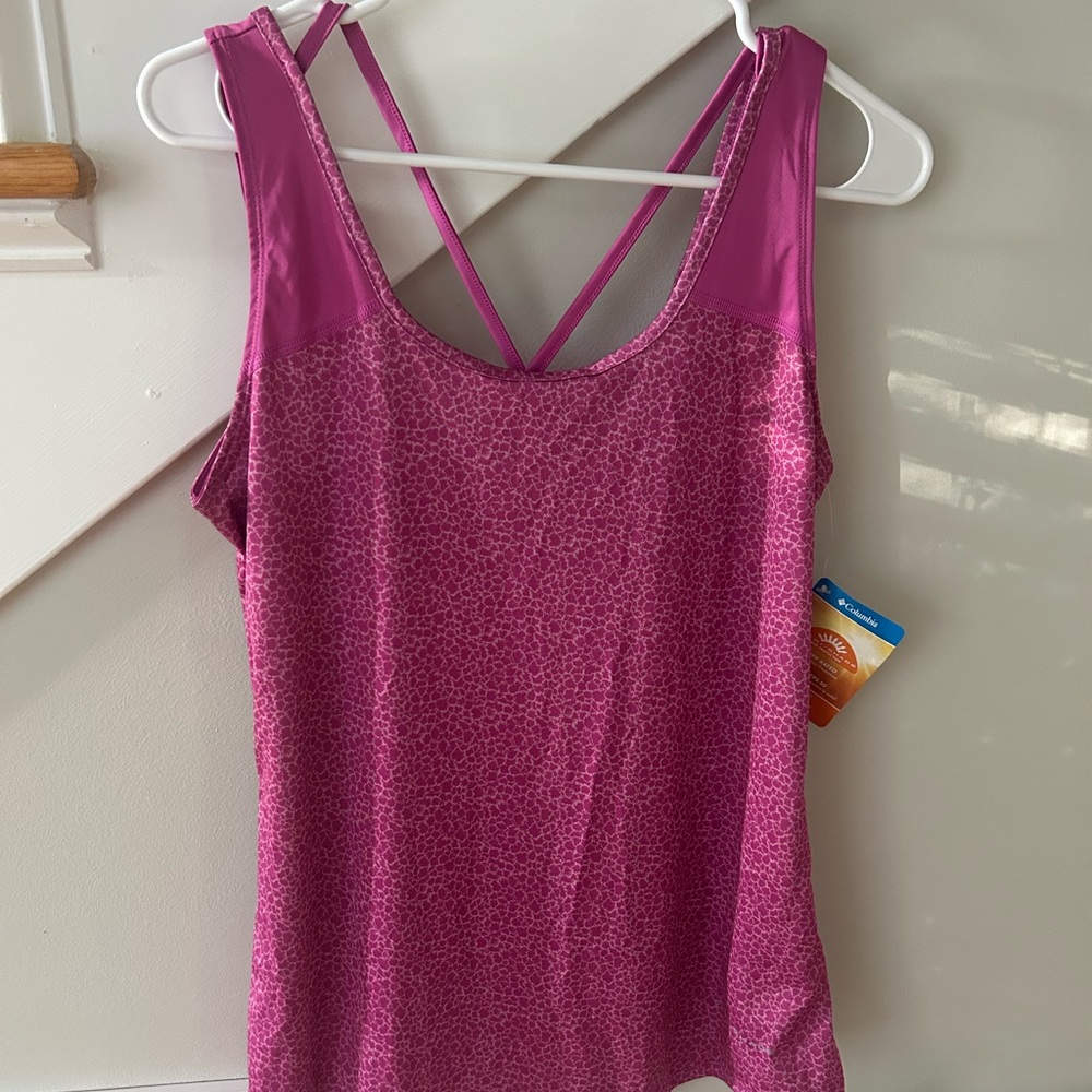 Columbia Purple and Pink Patterned Women's Large Tank Top Omni Shade 50 UPF NWT